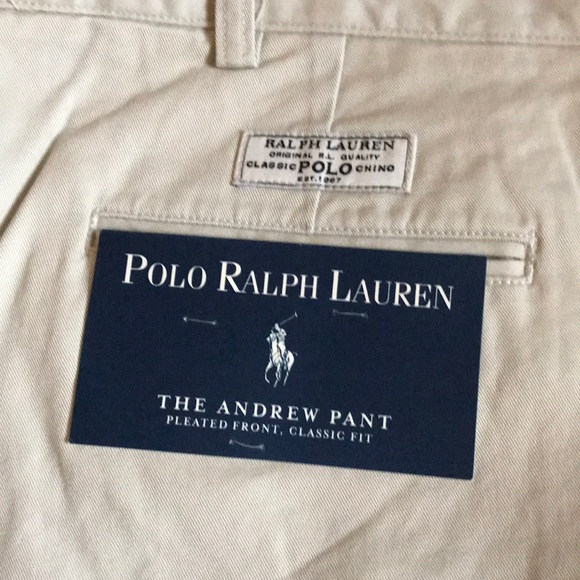 Ralph Lauren Chino Polo Navy Blue Andrew Pant Pleated Front Adjustable Waist